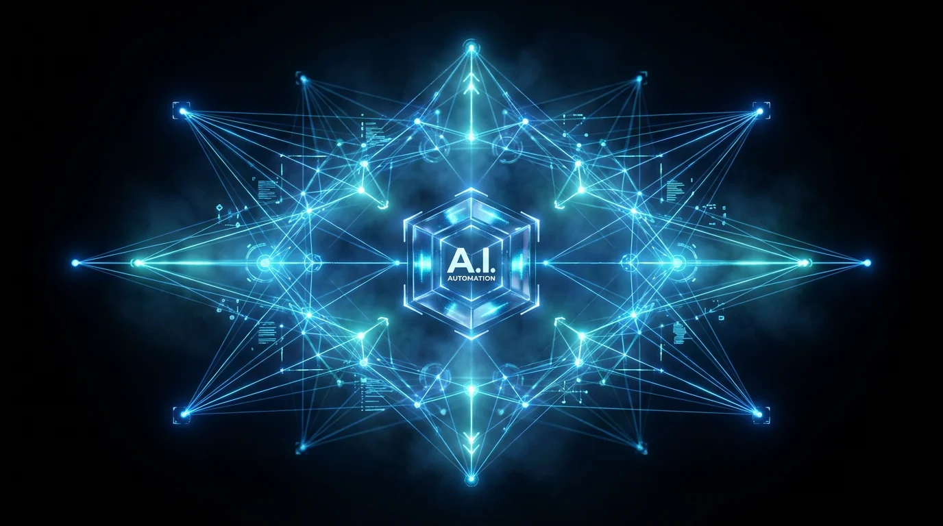 Connected systems integration - Network of glowing nodes demonstrating seamless automation and system connectivity
