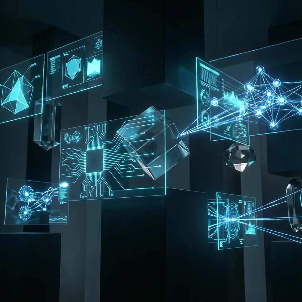 Technology innovation - Holographic interfaces and AI-powered systems showcasing intelligent automation solutions